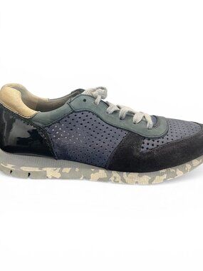 Paul Green Lace-Up Sneakers Suede Patent Leather Athletic Shoes Size 6.5us/37eu